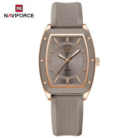 NAVIFORCE NF5049 Silicone Strap Luxury Casual Design Elegant Top Hand Luminous Quartz Watch For Women - RoseGold Grey